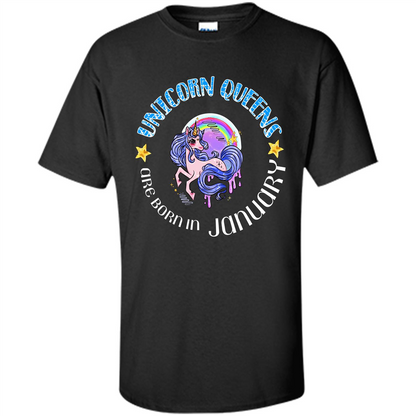 January Unicorn T-shirt Unicorn Queens Are Born In January Black