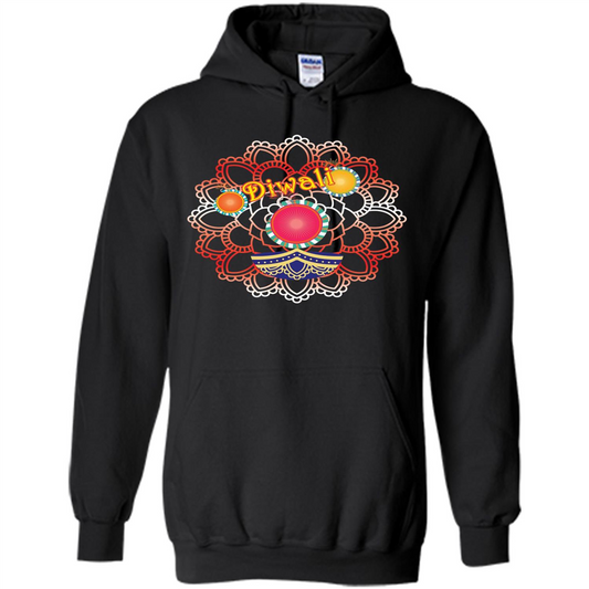 Diwali T-shirt Vibrant Rangoli Lamp And Firecrackers Diwali Tshirt Black
