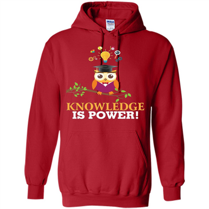 Knowledge is Power T-Shirt Cute Owl Teacher Student T-shirt Red