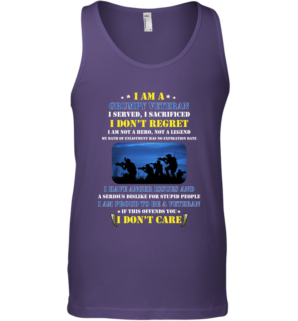 I Am A Grumpy Veteran I Served I Sacrificed I Dont Regret Shirt Tank Top Purple