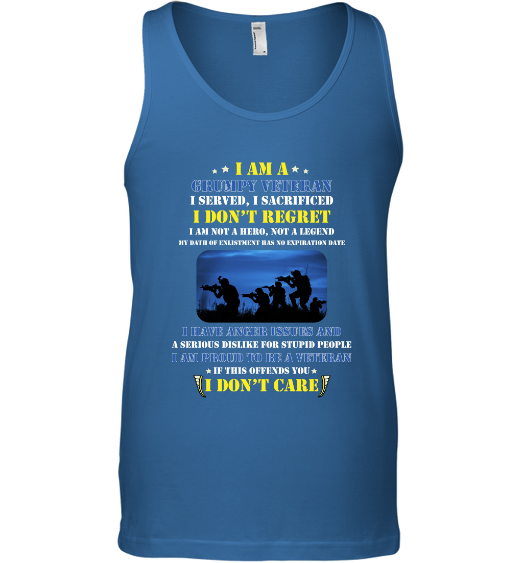 I Am A Grumpy Veteran I Served I Sacrificed I Dont Regret Shirt Tank Top Royal