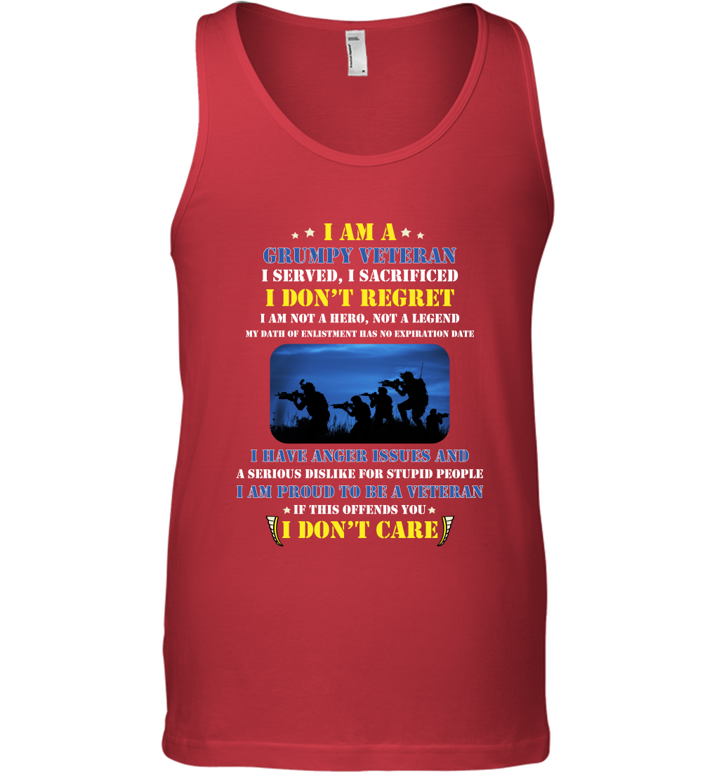 I Am A Grumpy Veteran I Served I Sacrificed I Dont Regret Shirt Tank Top Red