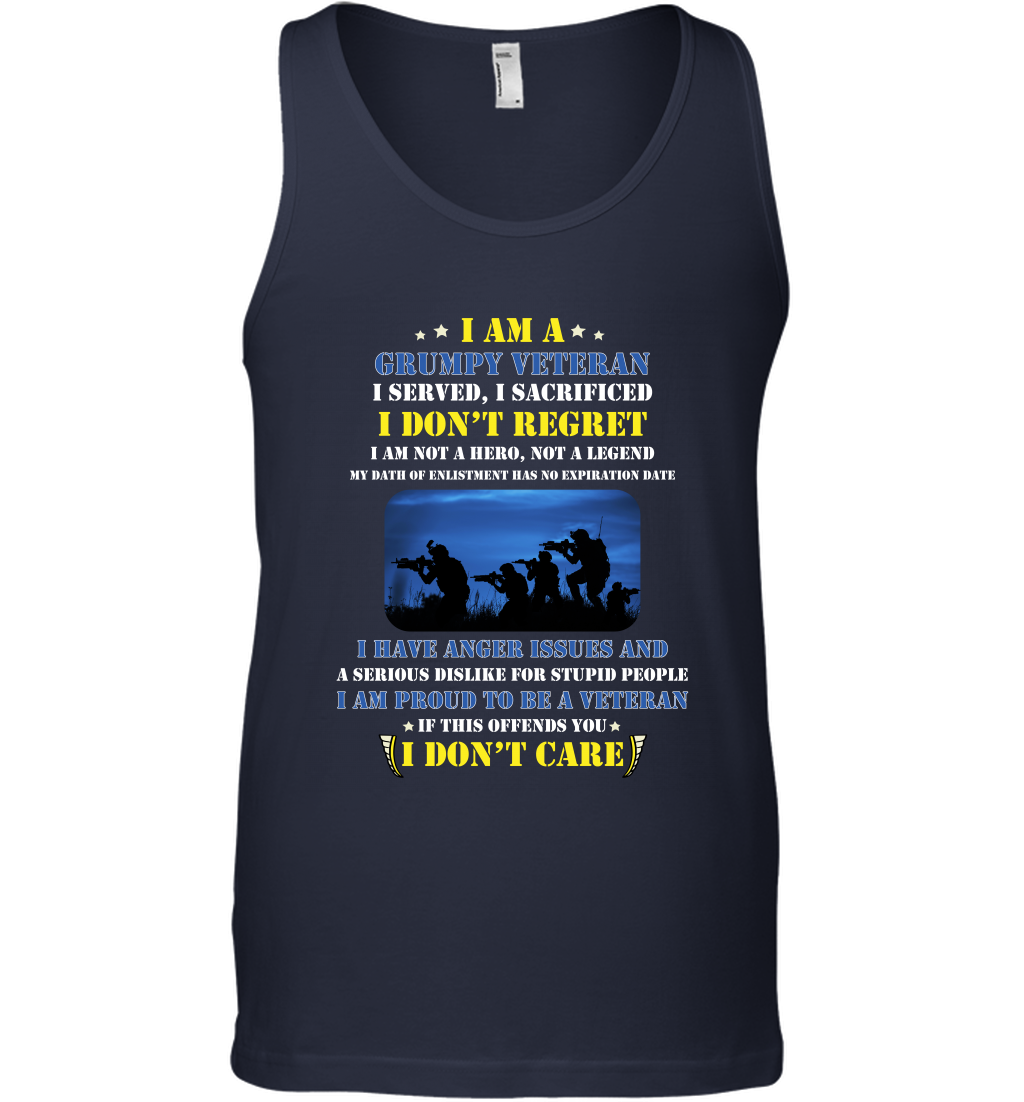 I Am A Grumpy Veteran I Served I Sacrificed I Dont Regret Shirt Tank Top Navy