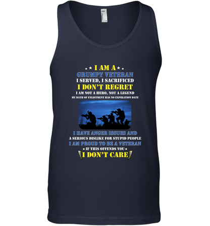 I Am A Grumpy Veteran I Served I Sacrificed I Dont Regret Shirt Tank Top Navy