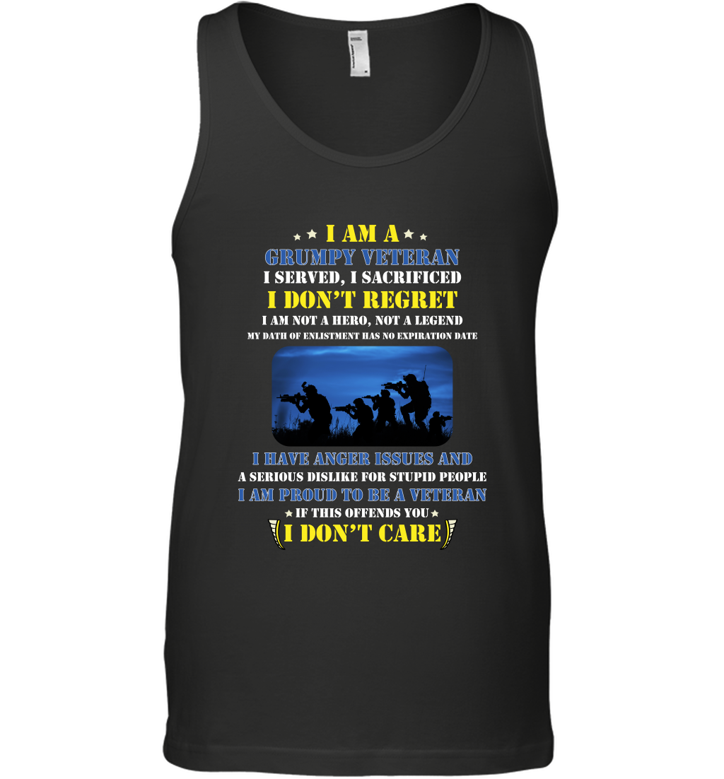 I Am A Grumpy Veteran I Served I Sacrificed I Dont Regret Shirt Tank Top Black