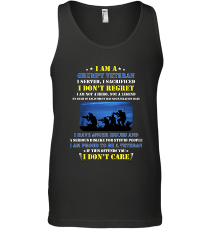 I Am A Grumpy Veteran I Served I Sacrificed I Dont Regret Shirt Tank Top Black