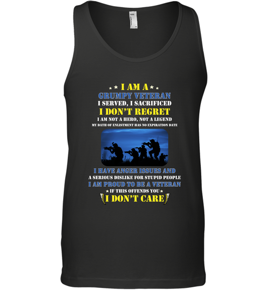 I Am A Grumpy Veteran I Served I Sacrificed I Dont Regret Shirt Tank Top Black