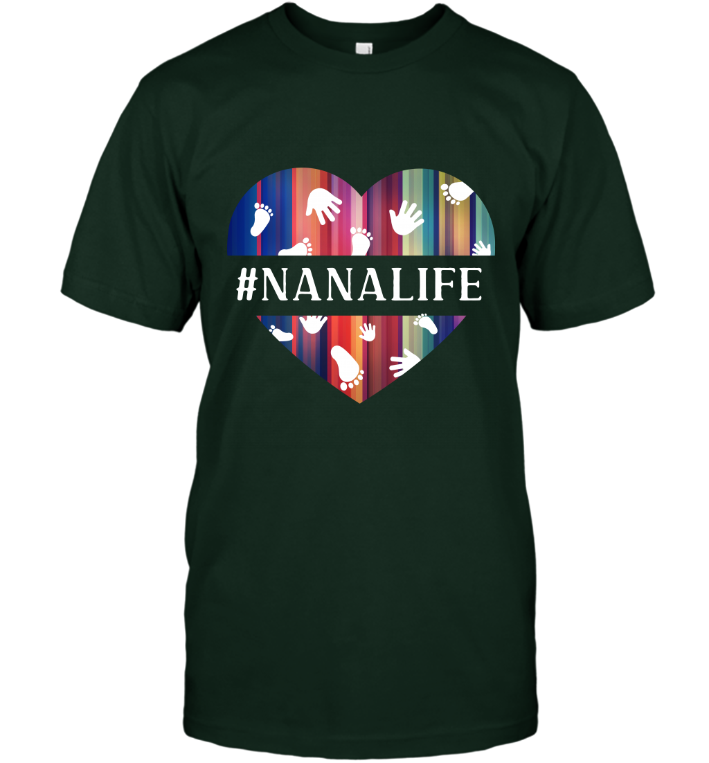 Hash Tag Nana Life Grandmom Shirt T-Shirt Forest Green