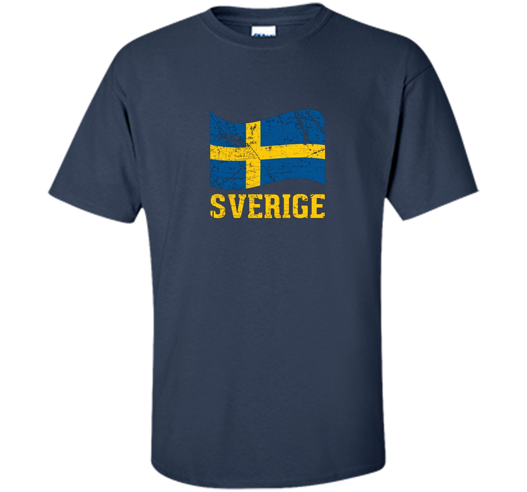 Swedish Flag, Sverige Souvenir Vintage T-Shirt t-shirt Navy