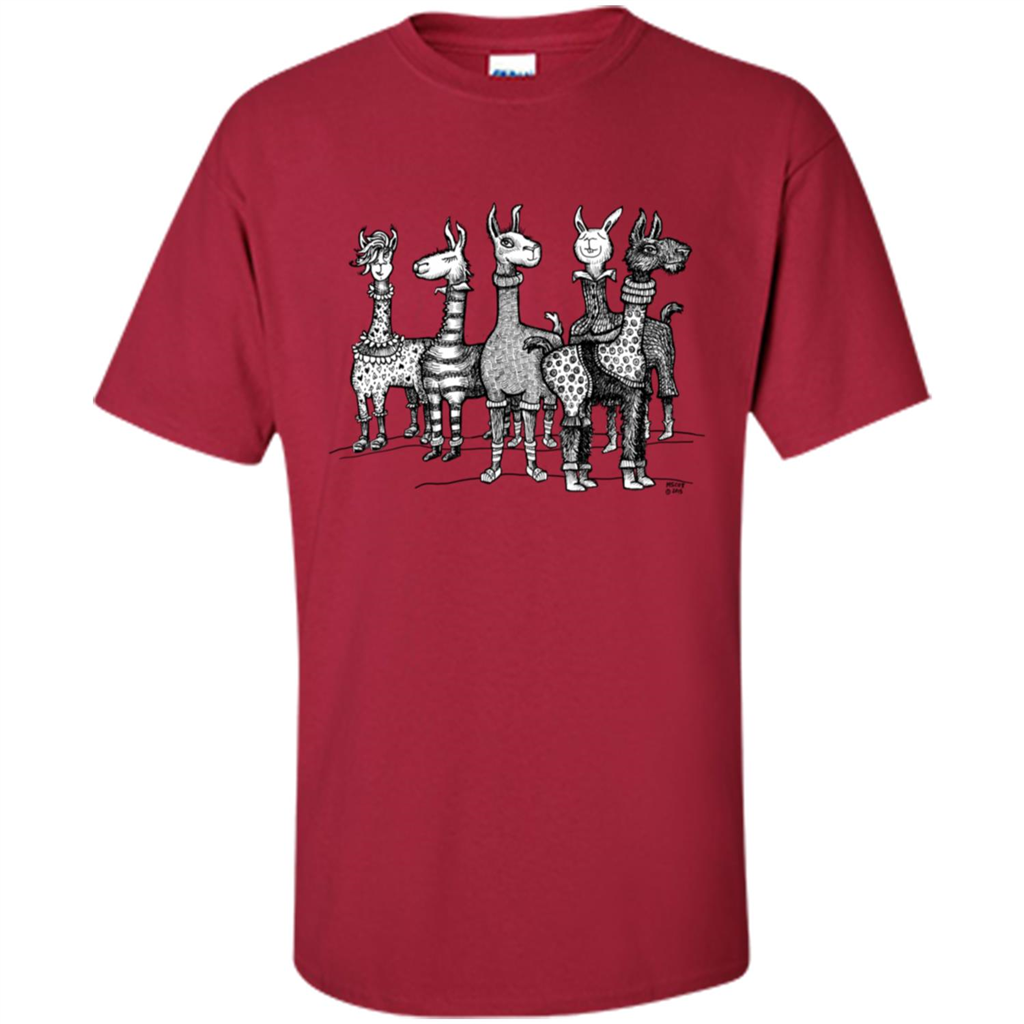 Music T-Shirt Llamas In Pajamas Cardinal