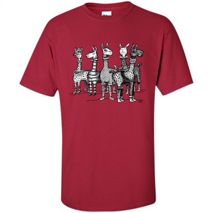 Music T-Shirt Llamas In Pajamas Cardinal