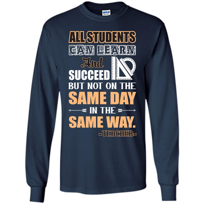 Teacher T-shirt All Students Can Learn And Succeed Navy