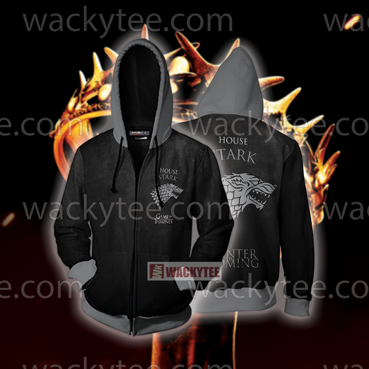 House Stark Game Of Thrones Winter Is Coming New Look Zip Up Hoodie 4XL