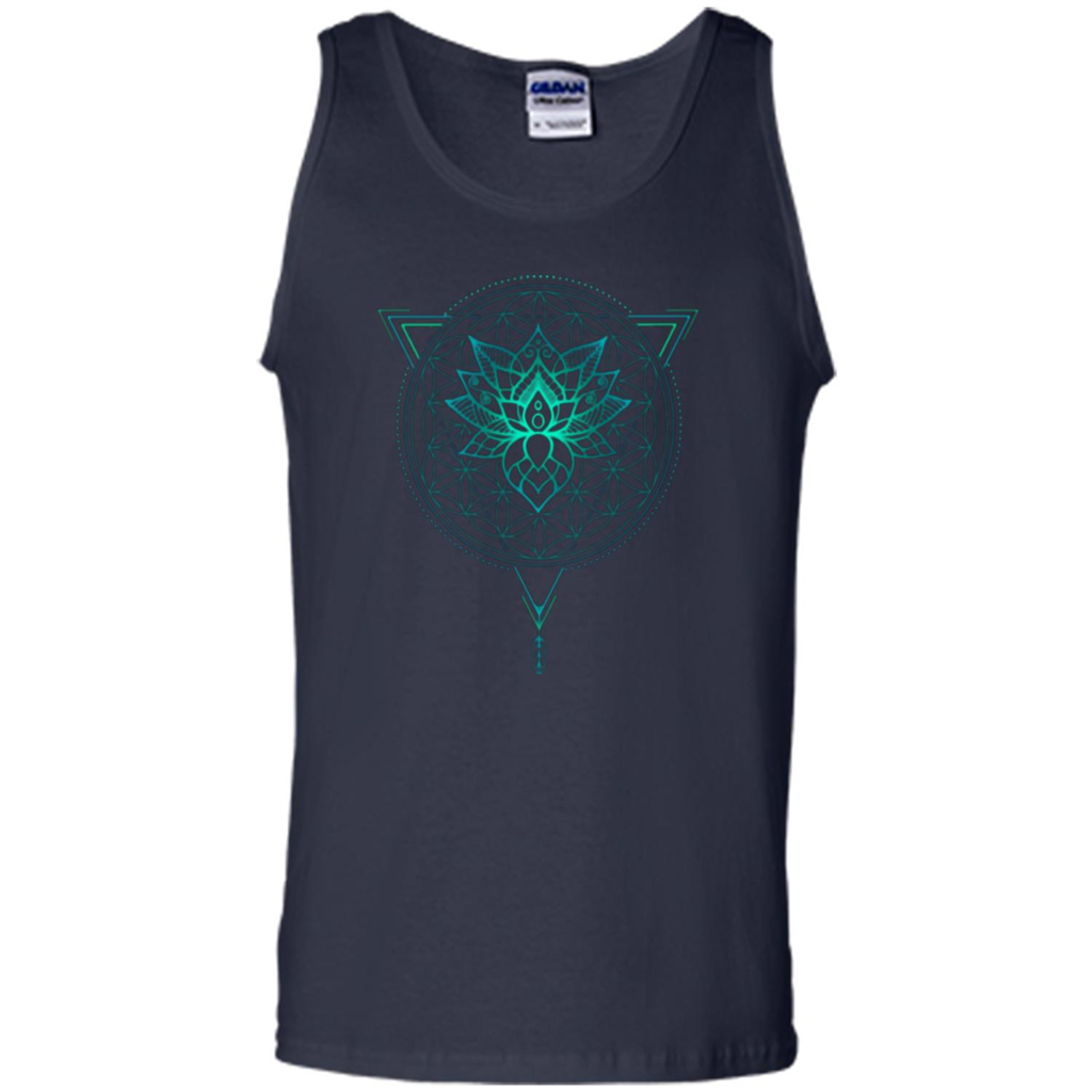 Lotus Flower Of Life T-shirt Mandala in Geometric Triangle Navy