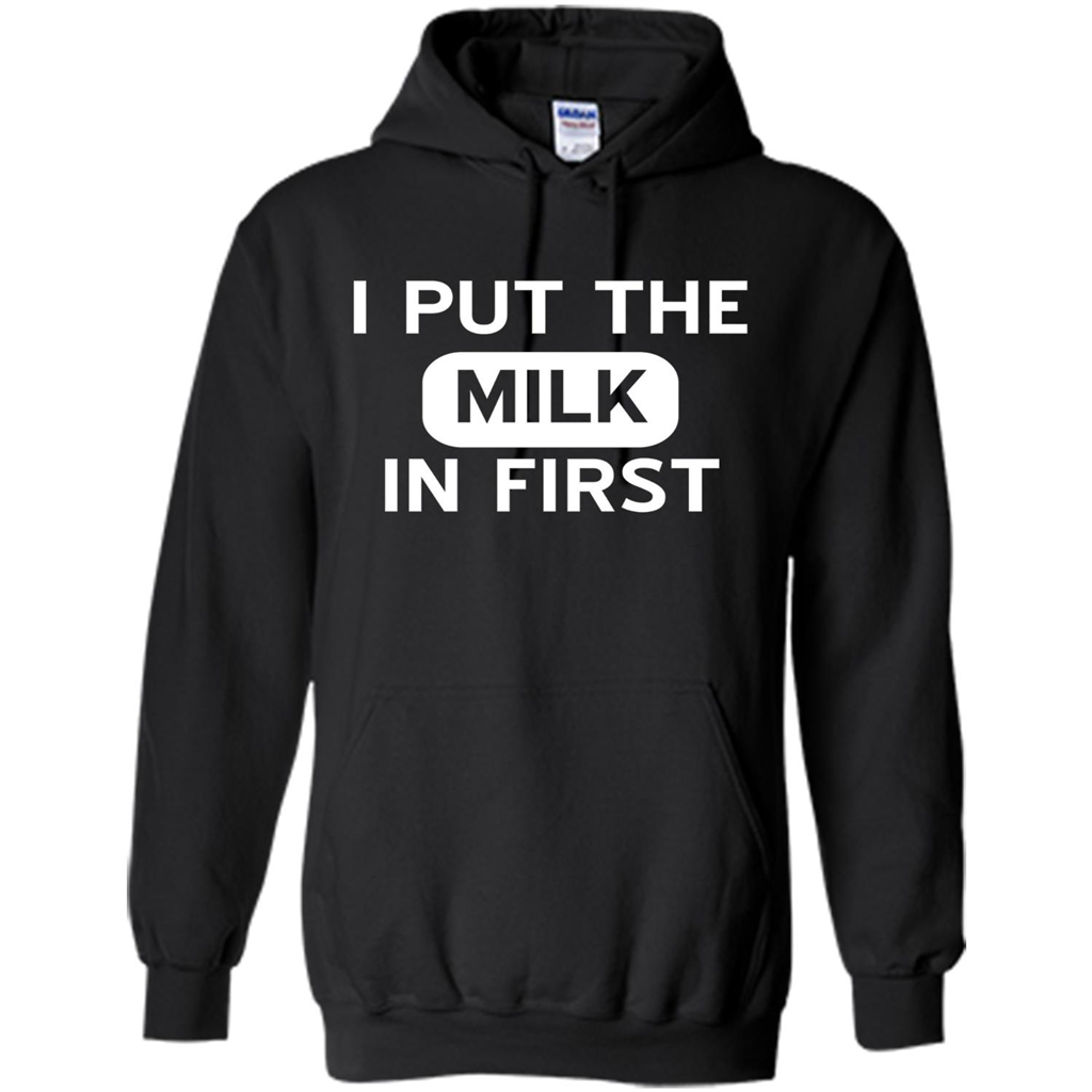 England British Biscuit Cereal T-shirt I Put The Milk In First Black