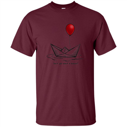 Red Balloon Horror Halloween T-shirt Maroon