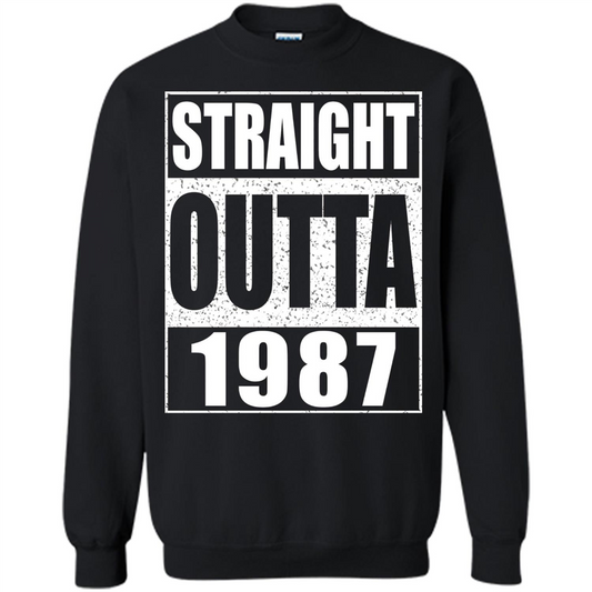 Straight Outta 1987 T-shirt Funny Birthday Gift T-shirt Black