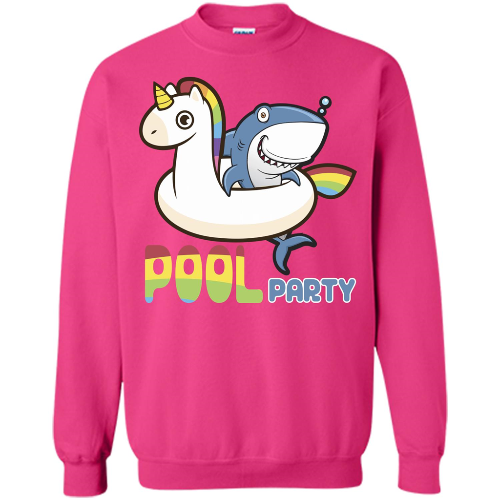 Pool Party T-shirt Unicorn Float Funny Shark Heliconia