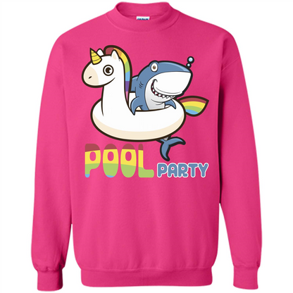 Pool Party T-shirt Unicorn Float Funny Shark Heliconia