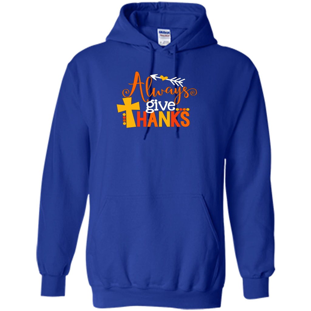 Cute Kids Thanksgiving Shirt - Always Give Thanks T-Shirt Royal