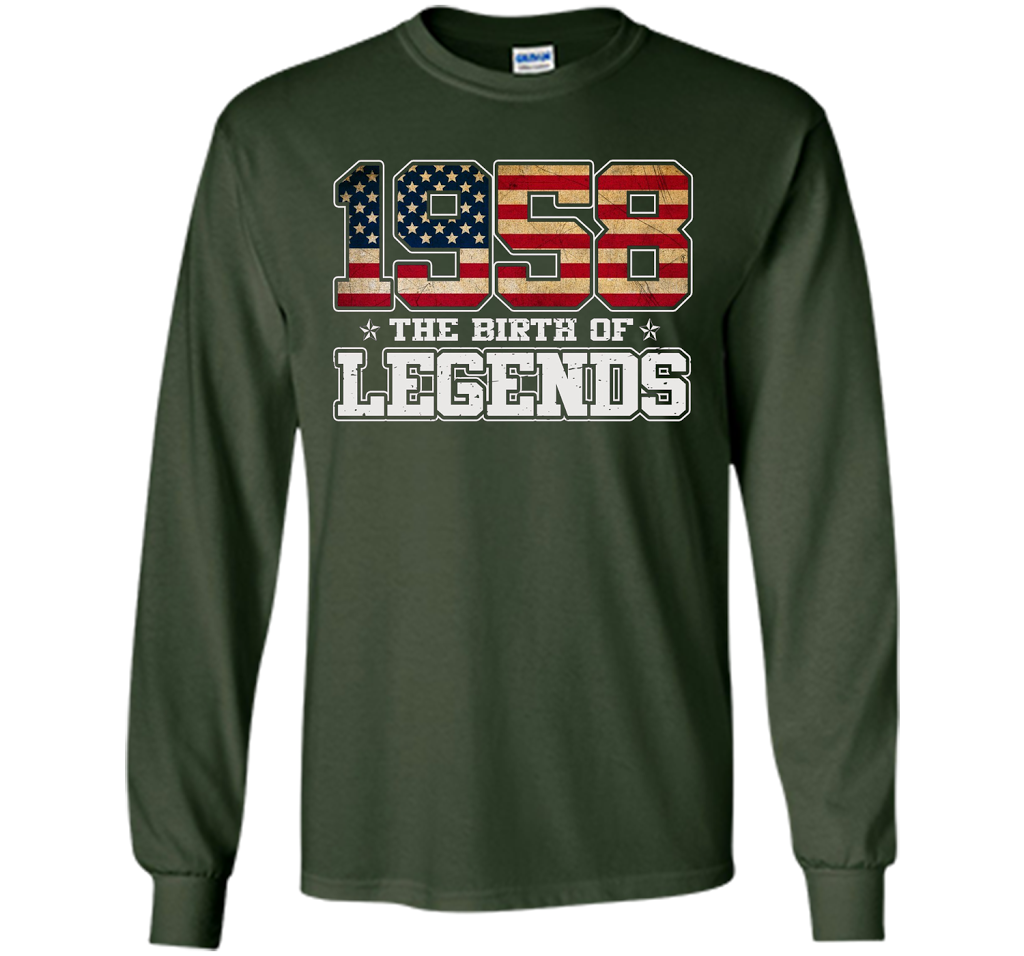 Birthday Gift For 59 Years Old 1958 T Shirt American Flag t-shirt Forest Green