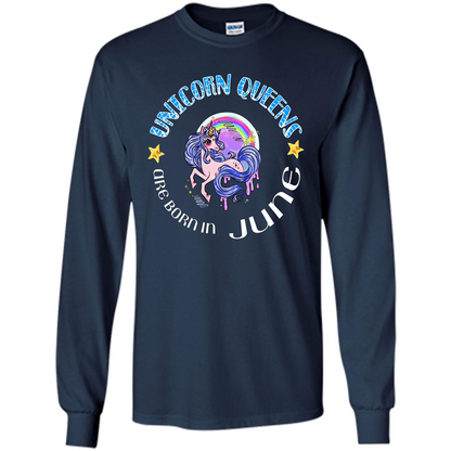June Unircorn T-shirt Unicorn Queens Are Born June Navy