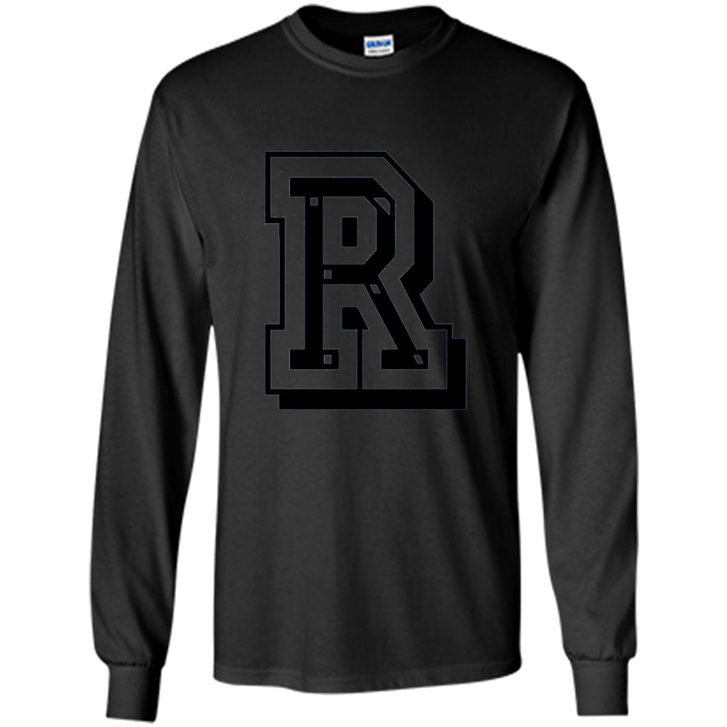 Letter R Initial T-Shirt for Names or Spelling Words Black