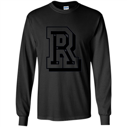 Letter R Initial T-Shirt for Names or Spelling Words Black