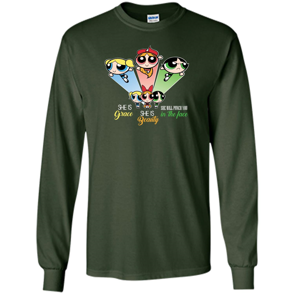 Powerpuff Girls T-shirt She Is Beauty She Is Grace T-shirt Forest Green