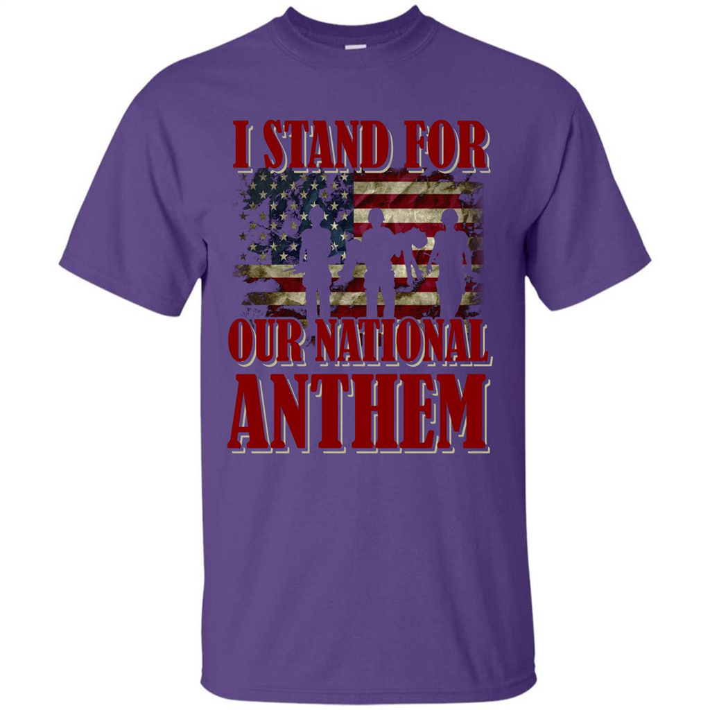 Military T-shirt I Stand For Our National Anthem T-shirt Purple