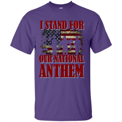 Military T-shirt I Stand For Our National Anthem T-shirt Purple