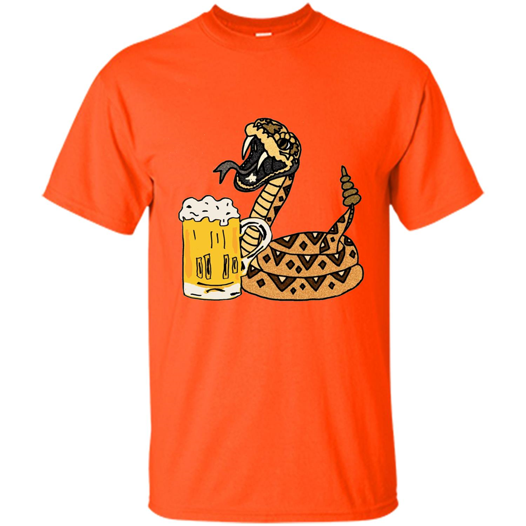 Smiletodaytees Funny Rattlesnake Drinking Beer T-shirt Orange