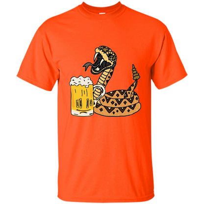 Smiletodaytees Funny Rattlesnake Drinking Beer T-shirt Orange