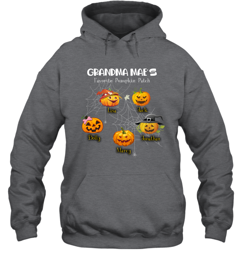 Grandma mae's favorite pumpkin patch Halloween Custom Hoodie Hoodie Dark Heather