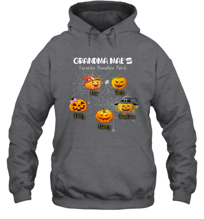 Grandma mae's favorite pumpkin patch Halloween Custom Hoodie Hoodie Dark Heather