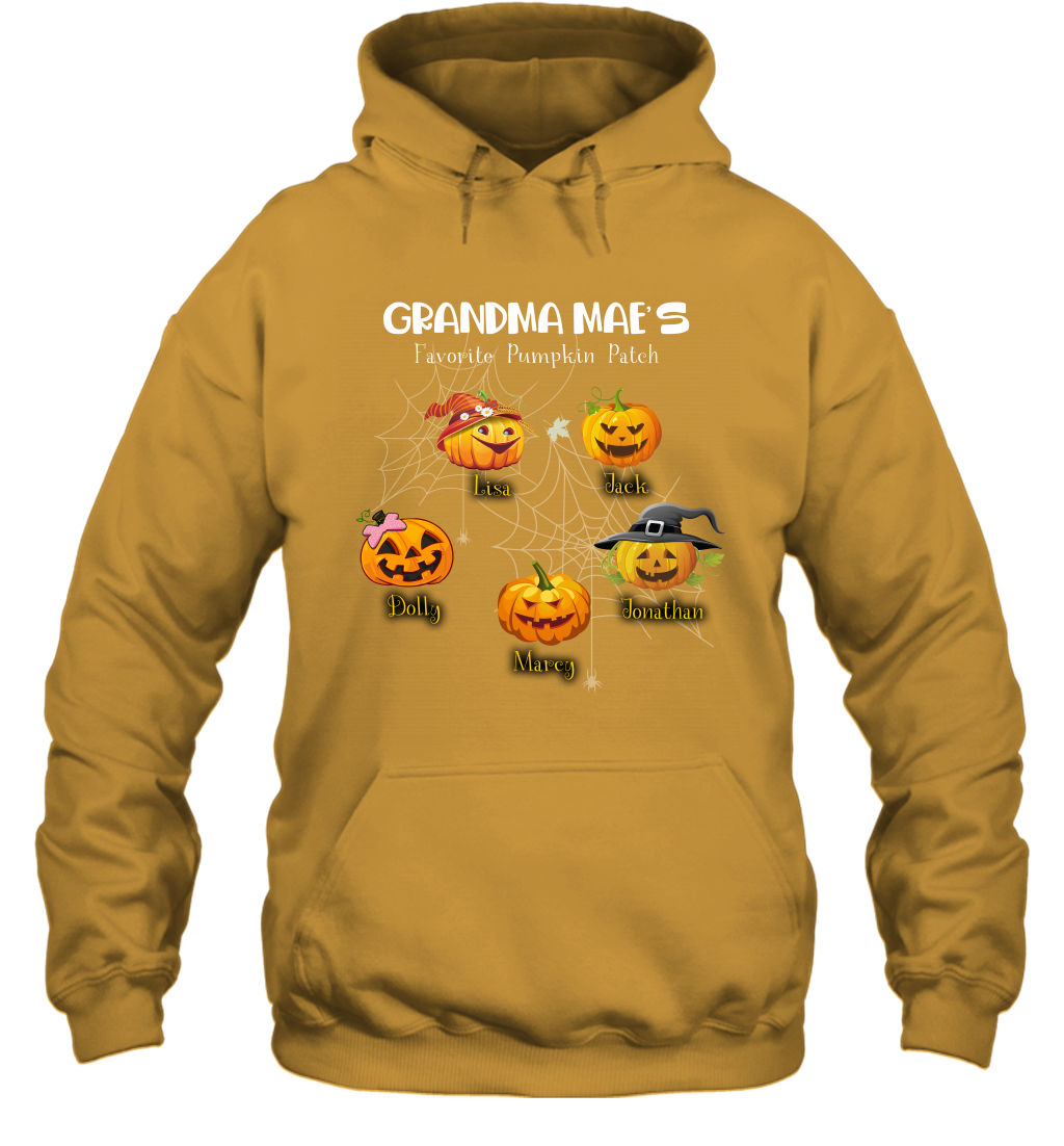 Grandma mae's favorite pumpkin patch Halloween Custom Hoodie Hoodie Gold