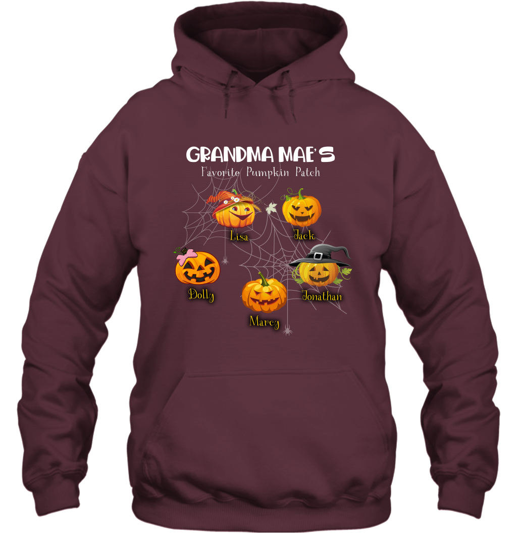 Grandma mae's favorite pumpkin patch Halloween Custom Hoodie Hoodie Maroon
