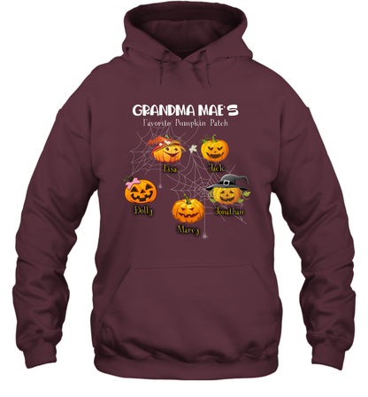Grandma mae's favorite pumpkin patch Halloween Custom Hoodie Hoodie Maroon