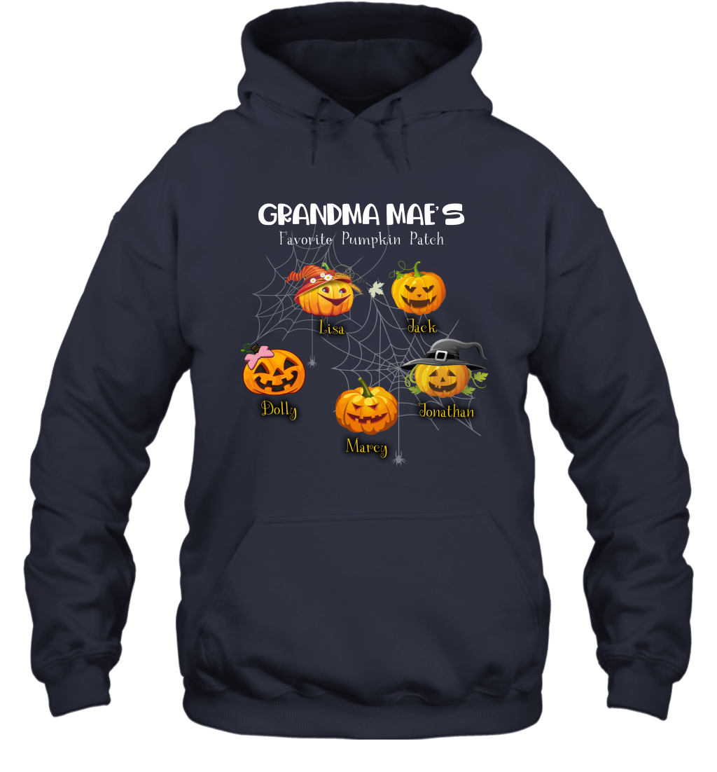 Grandma mae's favorite pumpkin patch Halloween Custom Hoodie Hoodie Navy