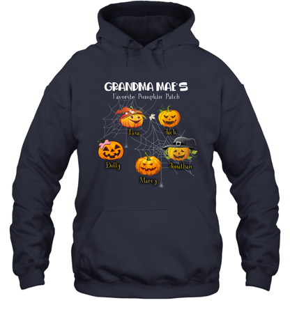Grandma mae's favorite pumpkin patch Halloween Custom Hoodie Hoodie Navy