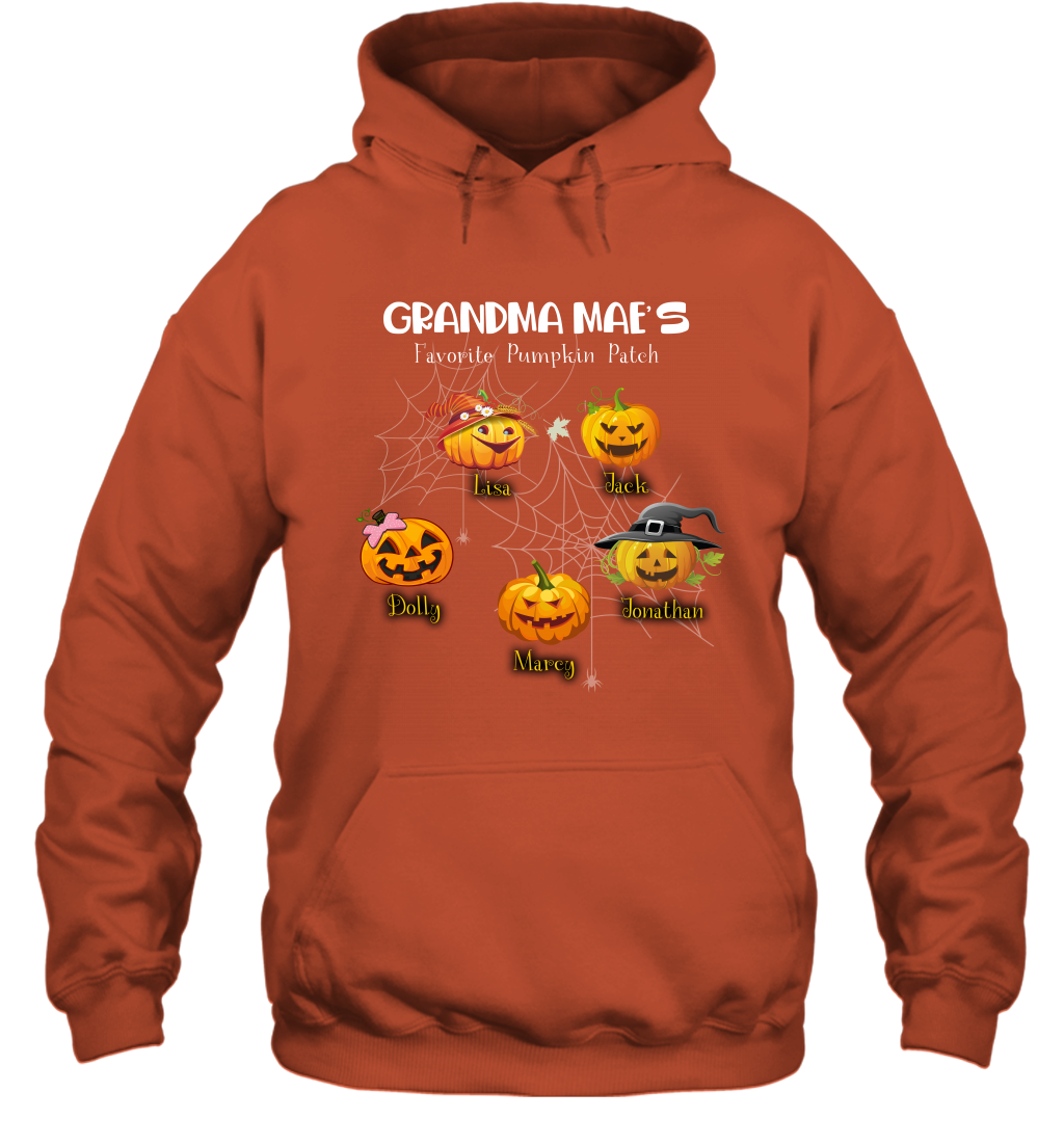 Grandma mae's favorite pumpkin patch Halloween Custom Hoodie Hoodie Orange