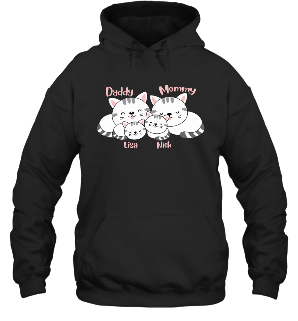 Cats and family name member ( Customized Name ) Hoodie Hoodie Black