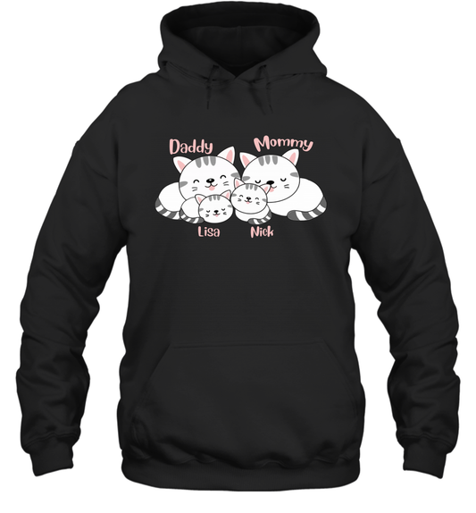 Cats and family name member ( Customized Name ) Hoodie Hoodie Black