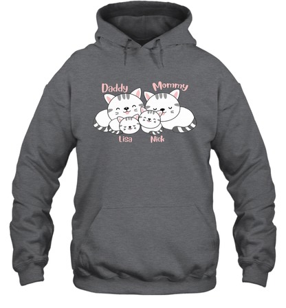 Cats and family name member ( Customized Name ) Hoodie Hoodie Dark Heather