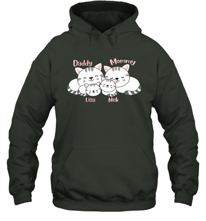 Cats and family name member ( Customized Name ) Hoodie Hoodie Forest