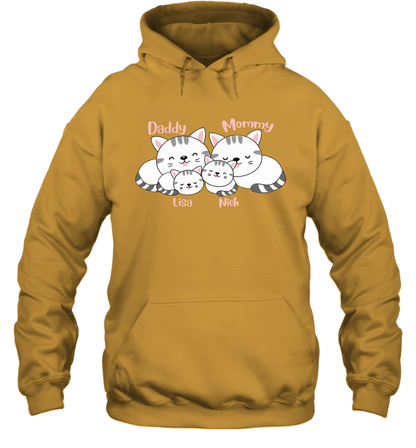 Cats and family name member ( Customized Name ) Hoodie Hoodie Gold