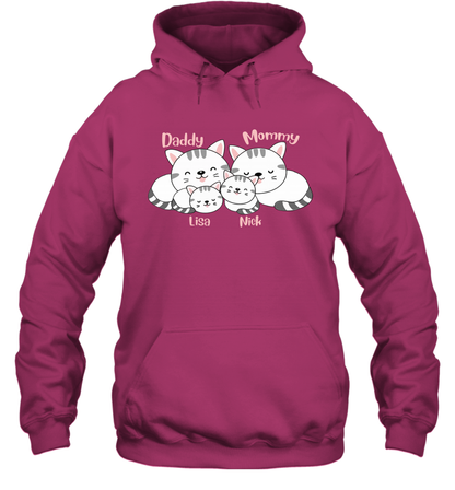 Cats and family name member ( Customized Name ) Hoodie Hoodie Heliconia