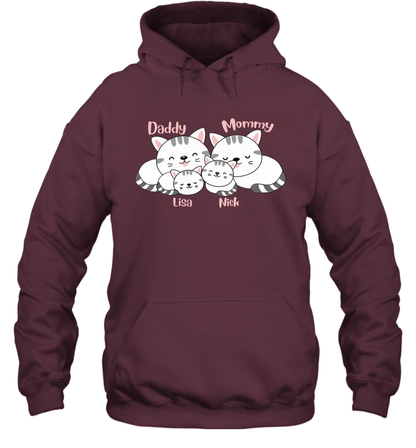 Cats and family name member ( Customized Name ) Hoodie Hoodie Maroon