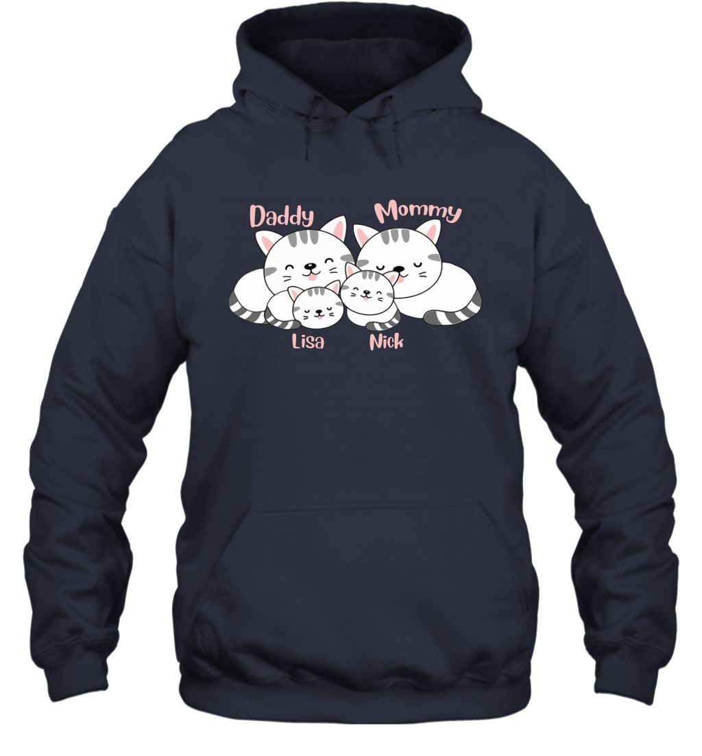 Cats and family name member ( Customized Name ) Hoodie Hoodie Navy
