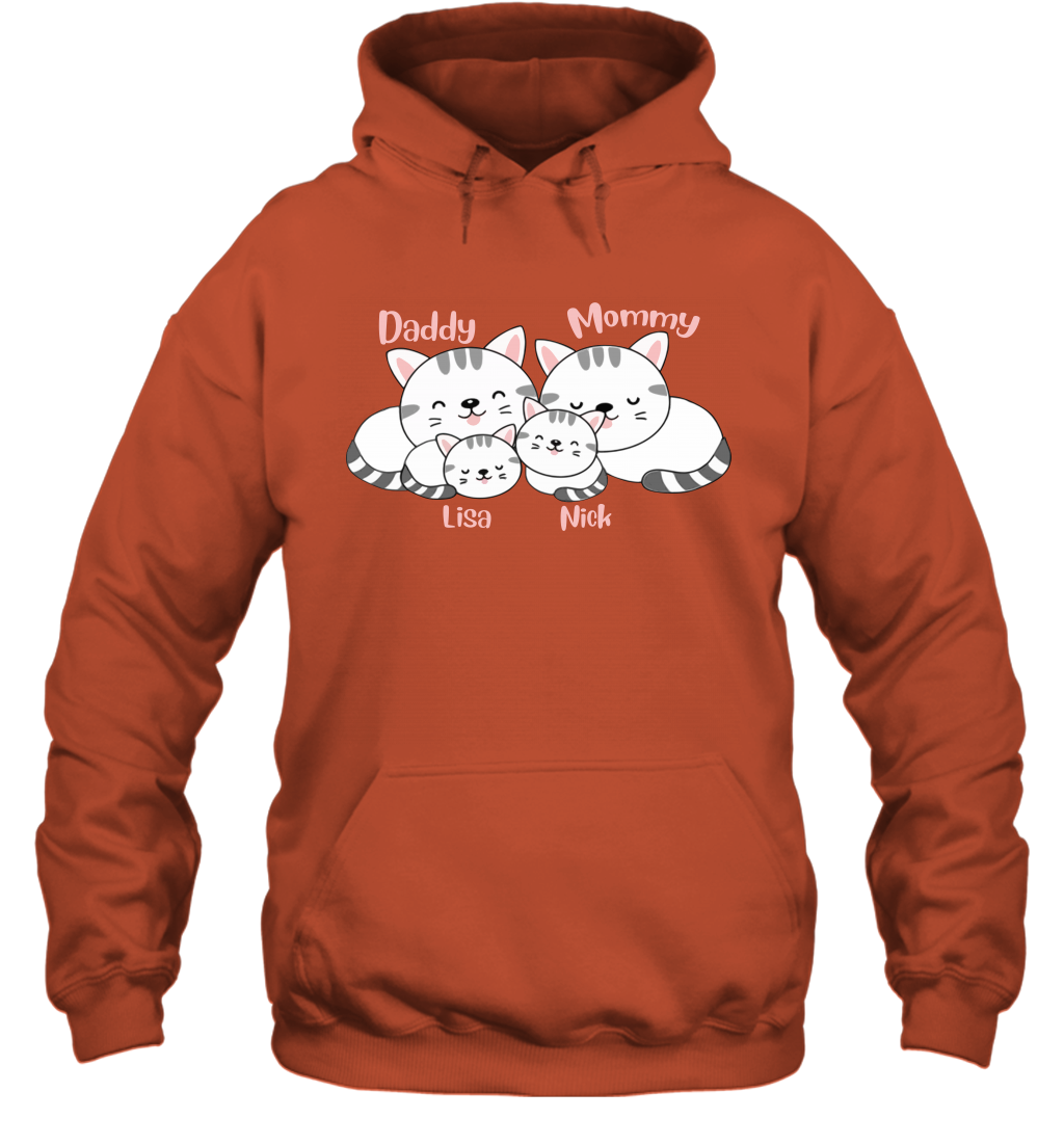Cats and family name member ( Customized Name ) Hoodie Hoodie Orange